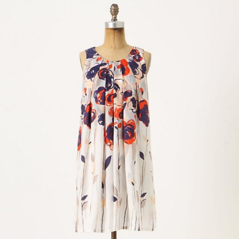 Anthropologie • Garden Party Floral Silk Dress